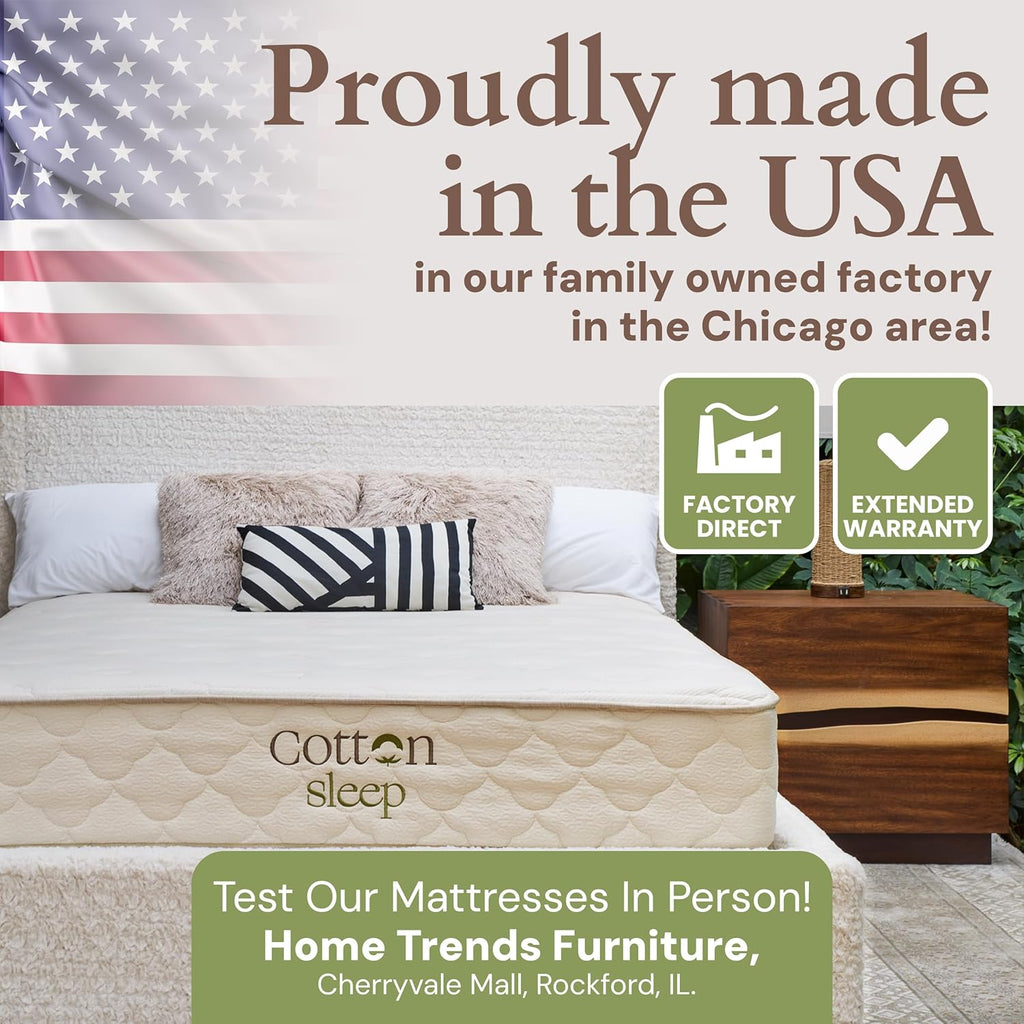 11" Organic Hybrid Mattress - Toxin-free USA Made with 100% Organic Latex, New Zealand Wool & Cotton