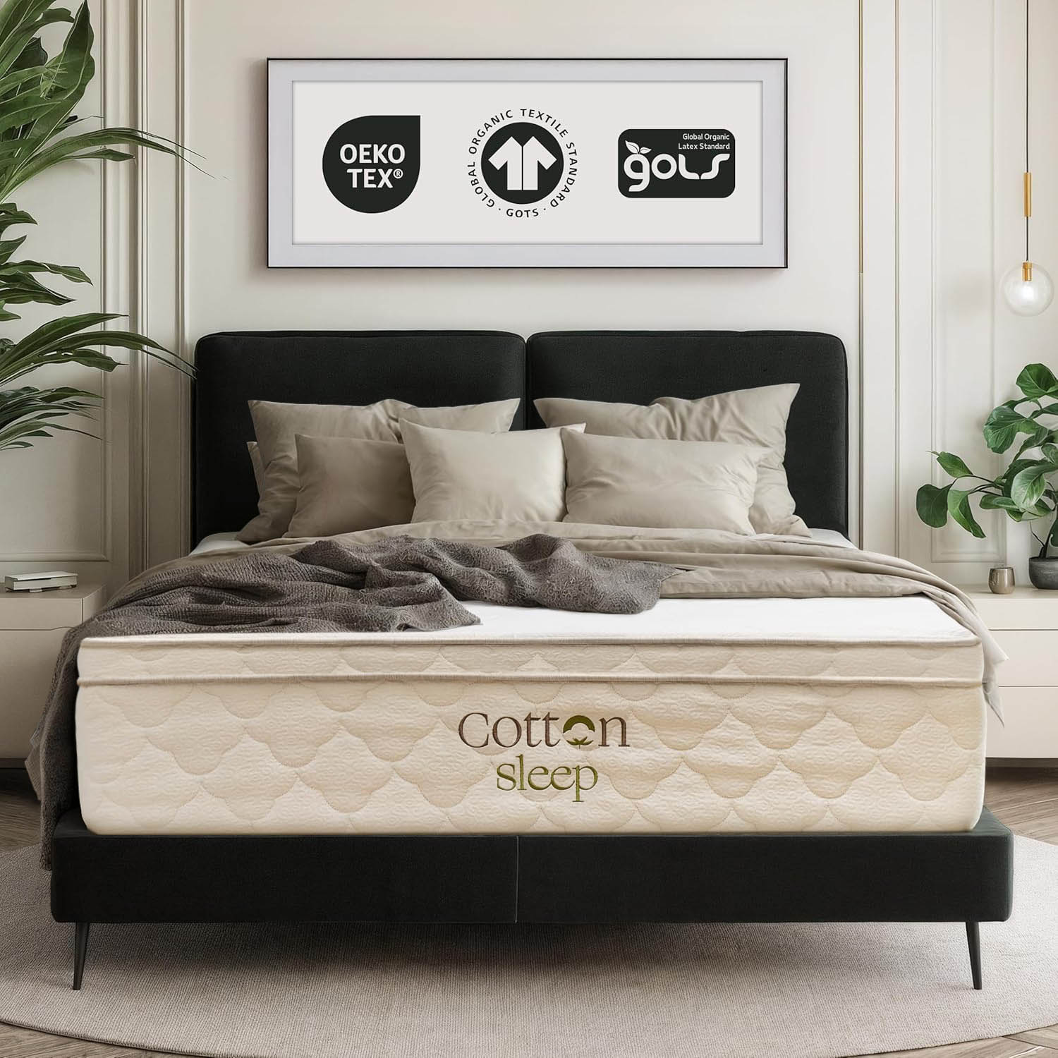 13" Organic Pillow top Mattress - Toxin-free USA Made with 100% Organic Latex, New Zealand Wool & Cotton